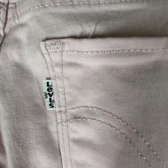 Levis Womens 12/31 Light Pink Mid Rise Cropped Flat Front Pants White Tab - Picture 14 of 14